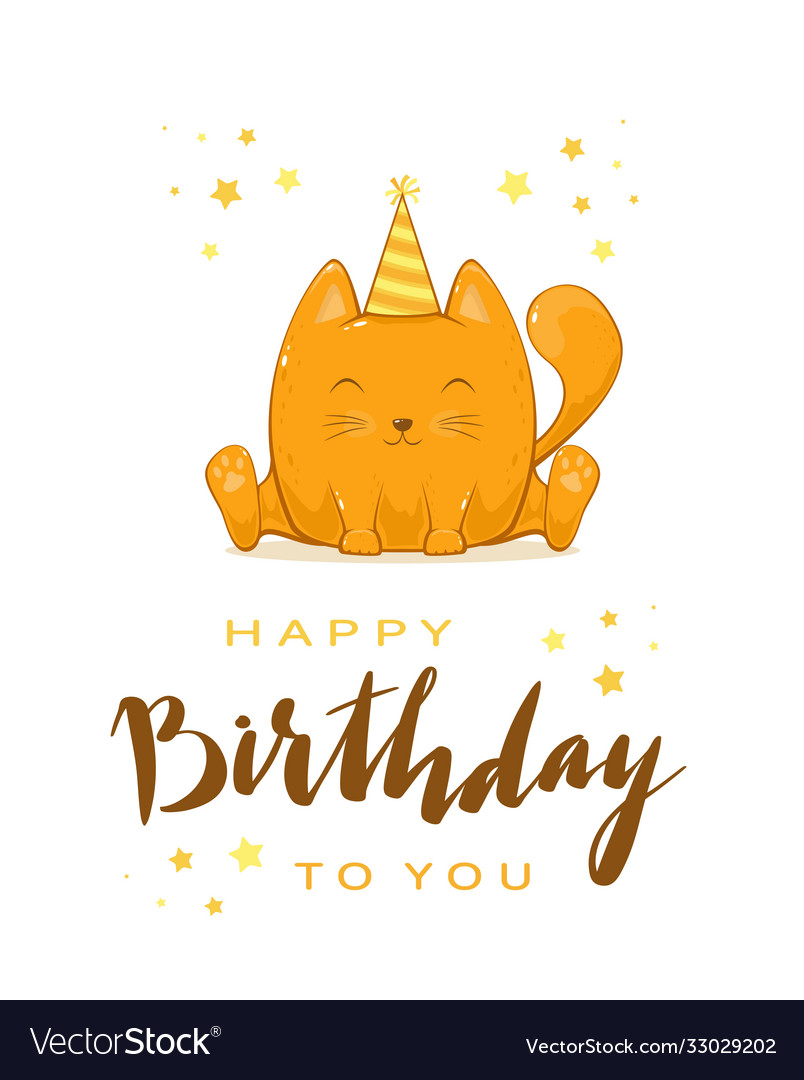 Kitty with lettering happy birthday