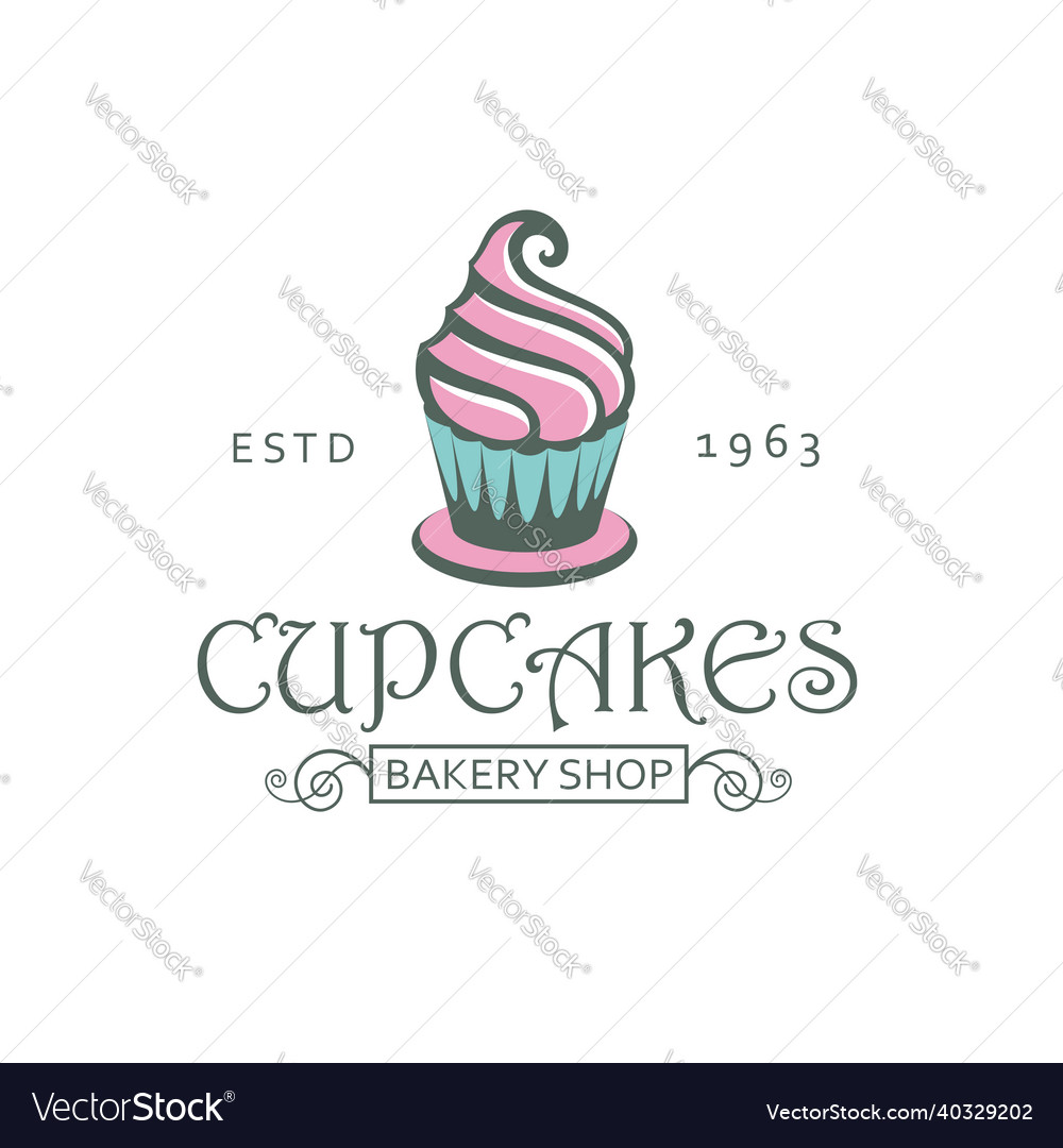 Label with cupcake Royalty Free Vector Image - VectorStock