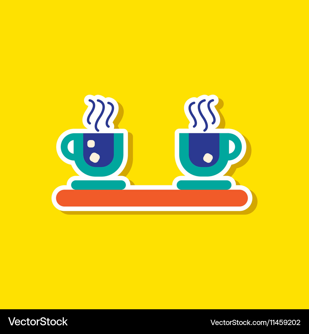 Paper sticker on stylish background coffee cups Vector Image