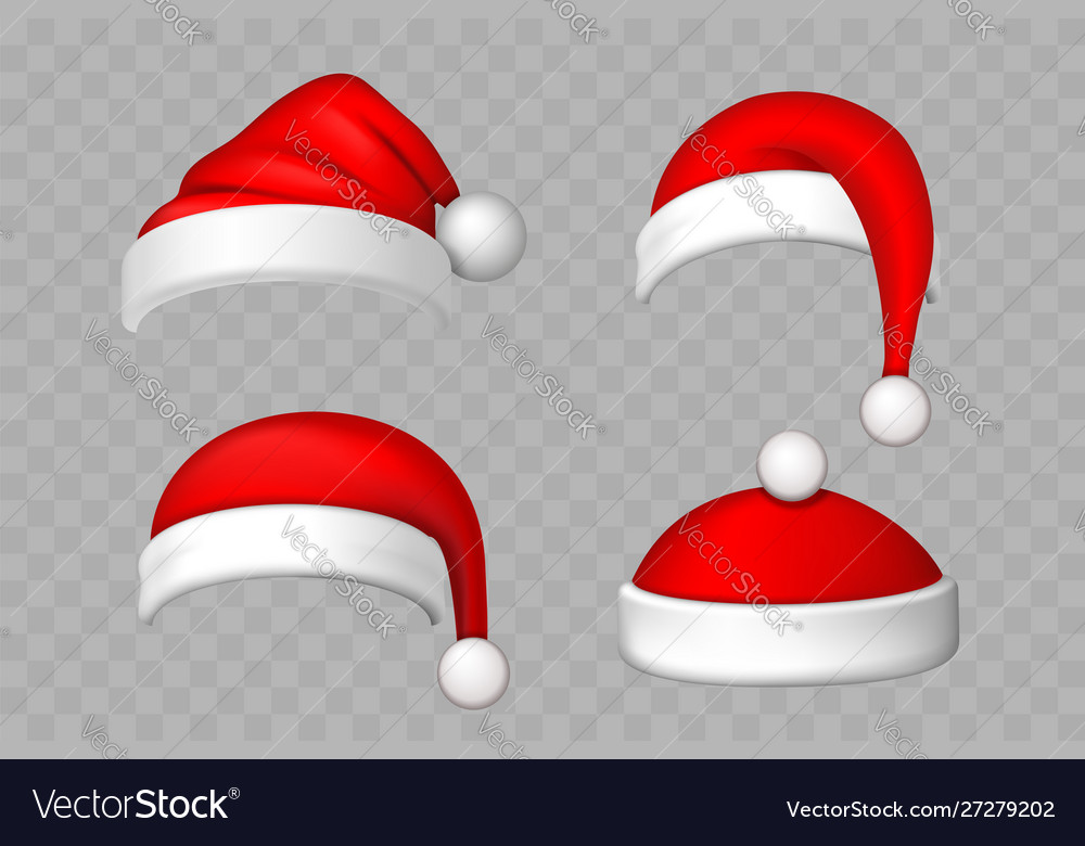 Santa claus hat 3d set realistic Royalty Free Vector Image