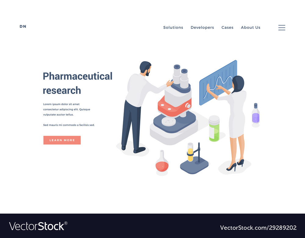 Scientists performing pharmaceutical research Vector Image