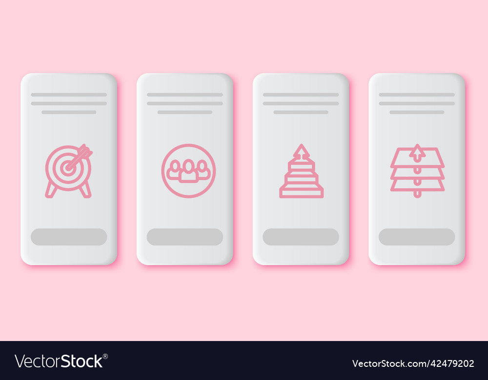 Set line target project team base pyramid chart Vector Image Set line target project team base pyramid chart