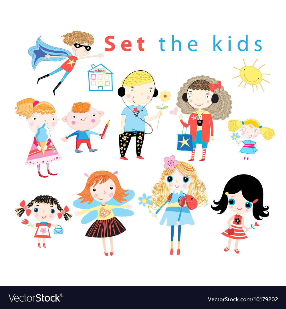 Set von verschiedenen lustigen Kindern