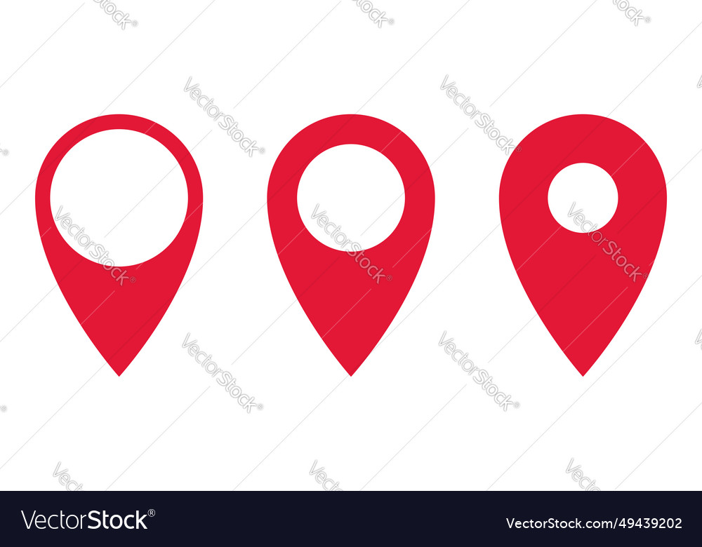 Set of gps pointers red point icon vector image Set of gps pointers red point icon