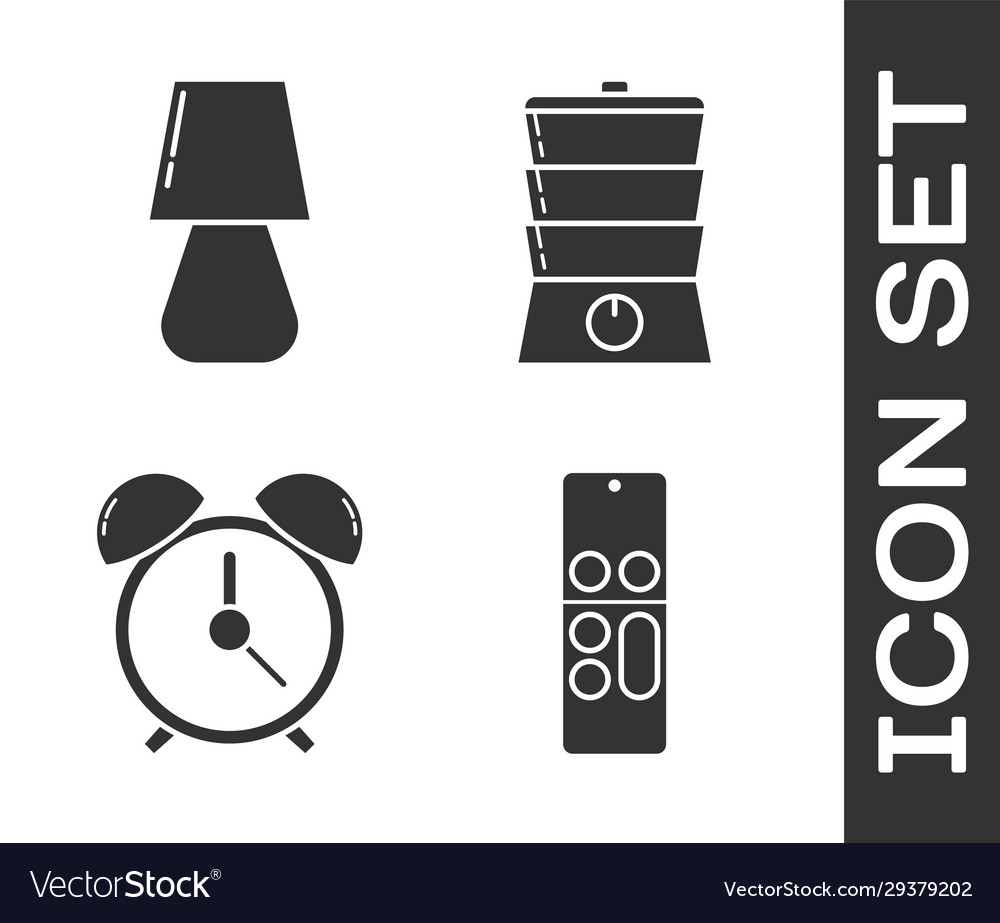 Set remote control table lamp alarm clock vector image Set remote control table lamp alarm clock