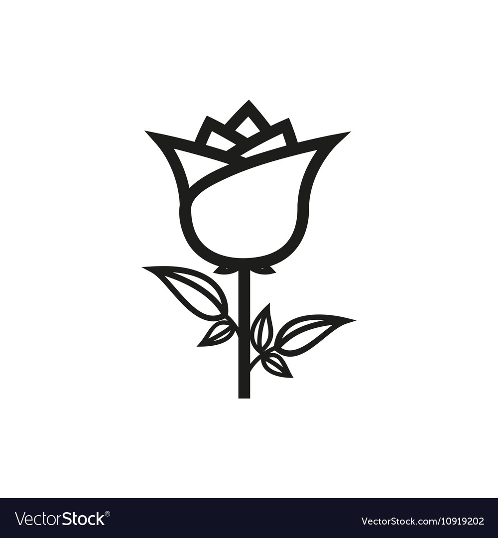 Simple Black Rose Icon On White Background Vector Image