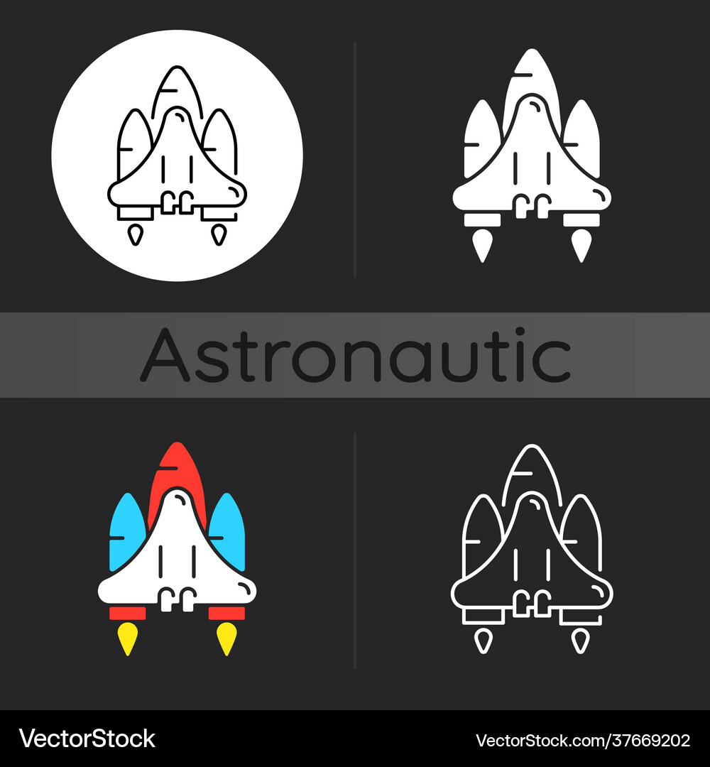 Space shuttle dark theme icon Royalty Free Vector Image