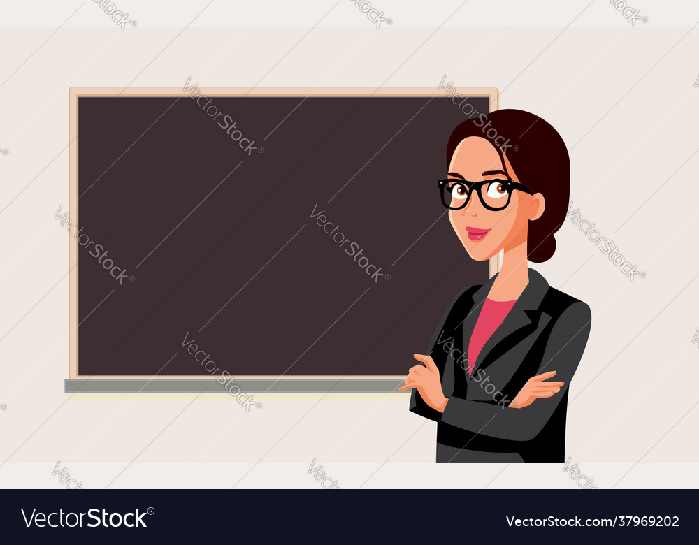 Teacher Standing In Front A Blackboard In Class Vector Image Teacher Standing In Front A Blackboard In Class Vector Image