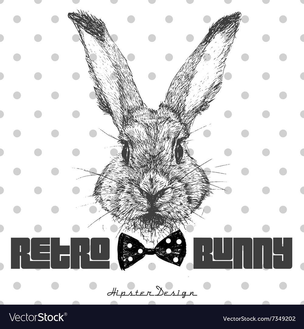 Download Vintage graphic with rabbit head and slogan in Vector Image