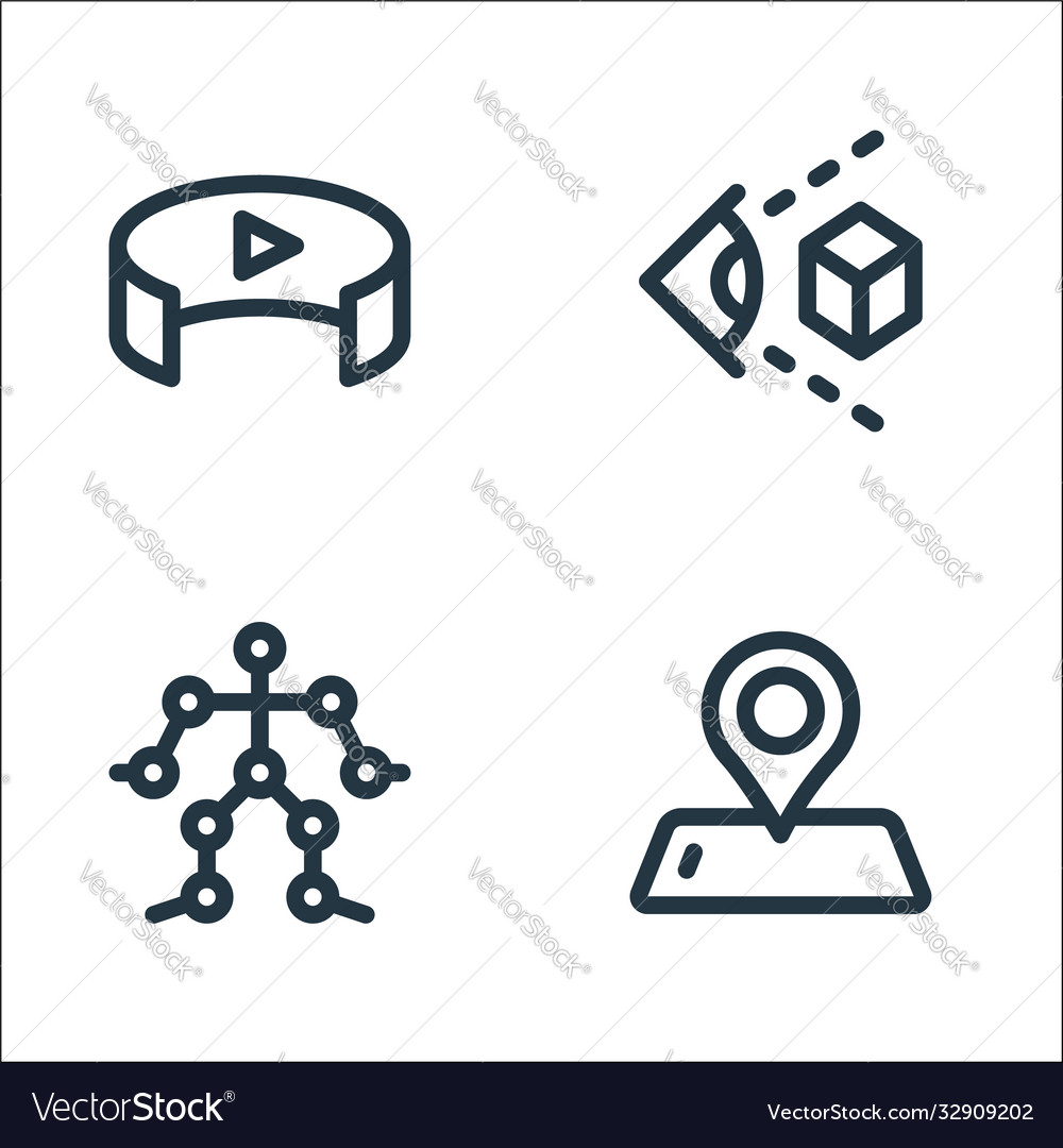 Virtual reality line icons linear set quality
