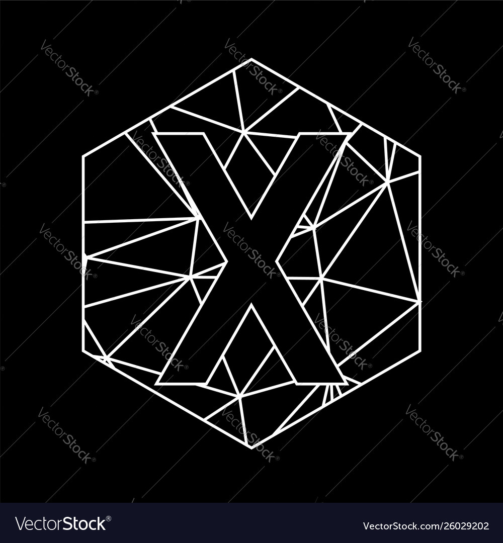 X geometric triangle blockchain font vector image X geometric triangle blockchain font