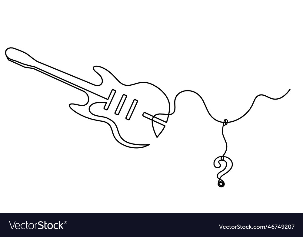 Abstract guitar with question mark as continuous vector image Abstract guitar with question mark as continuous