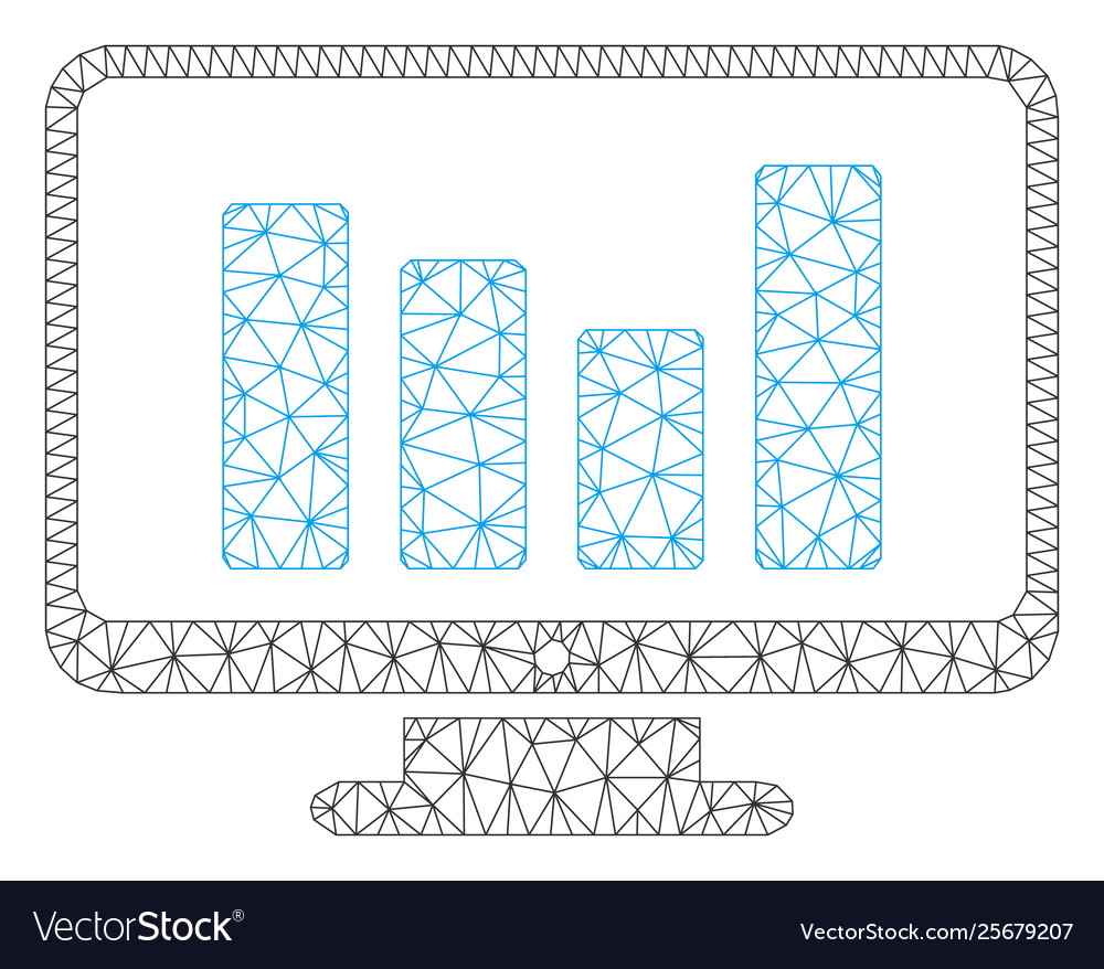 Bar chart monitoring mesh wire frame model vector image Bar chart monitoring mesh wire frame model