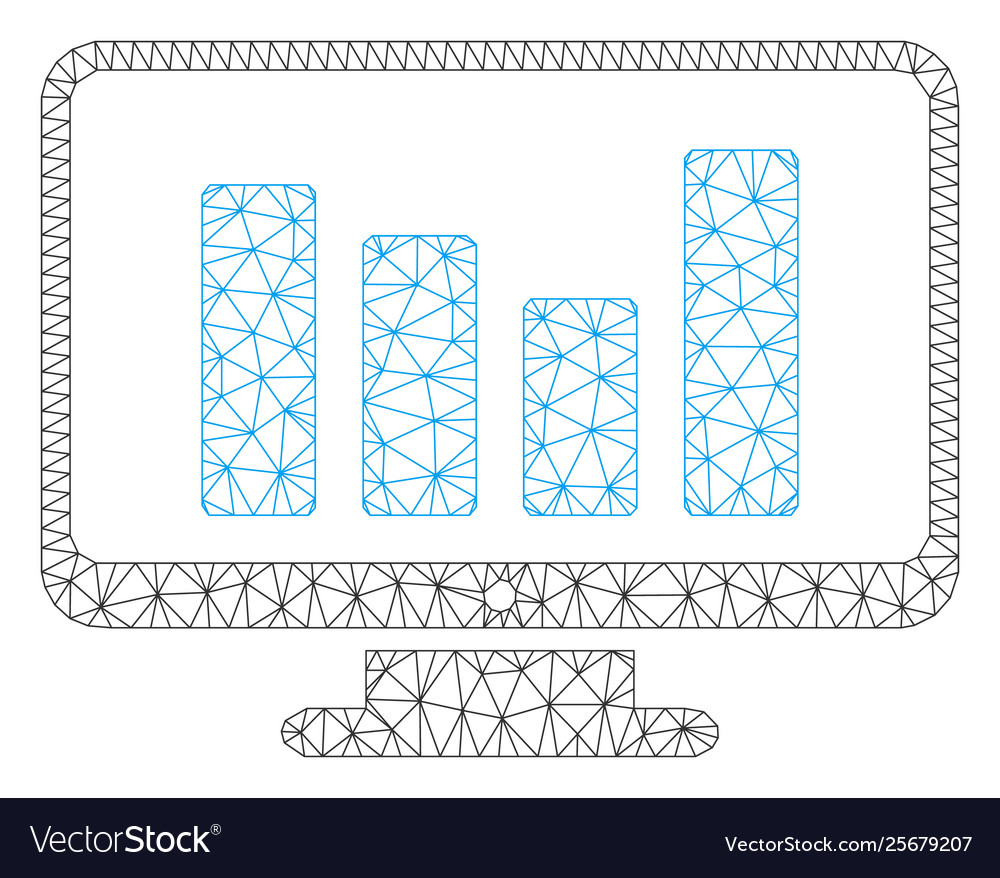 Bar chart monitoring mesh wire frame model