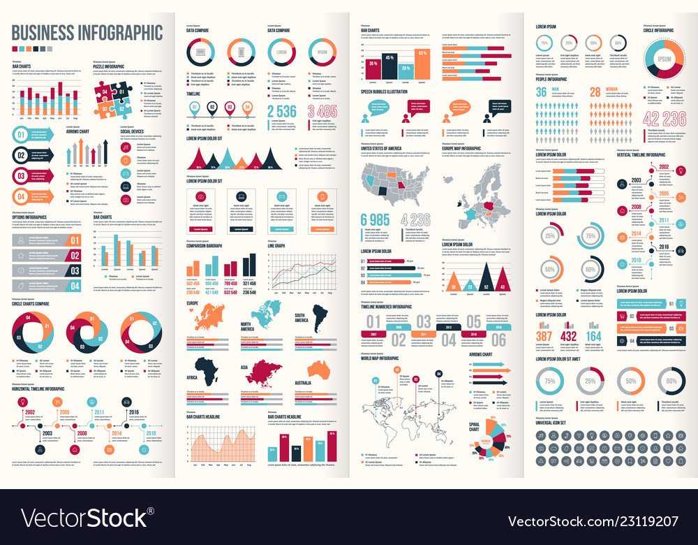 Big set of infographic elements vector image Big set of infographic elements