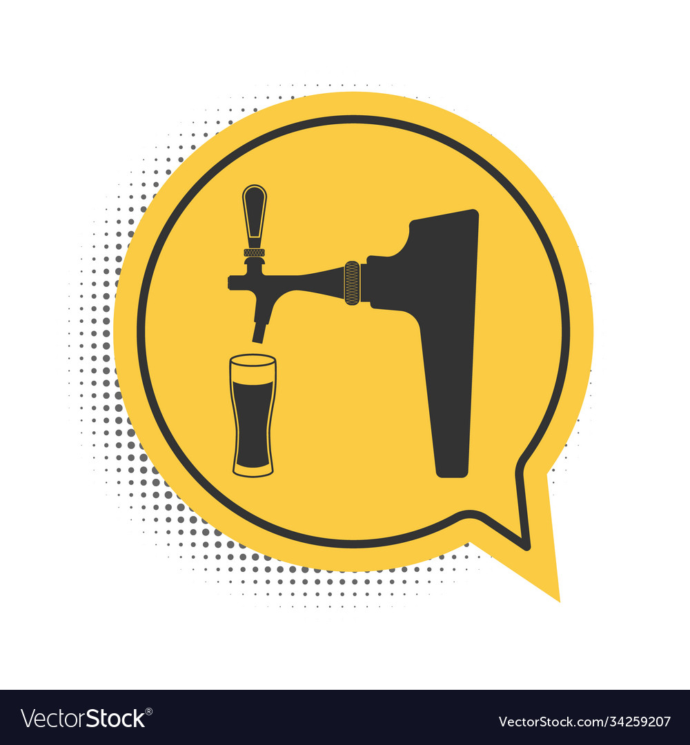 Black beer tap with glass icon isolated on white Vector Image