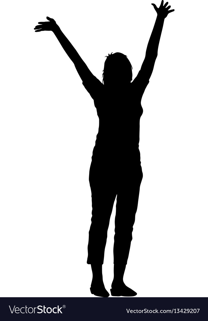 Black Silhouettes of a Woman Lifting Hands