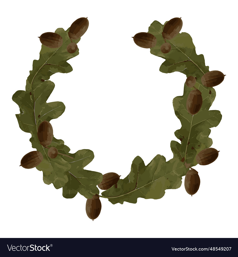 Composition of oak leaves and acorns a wreath