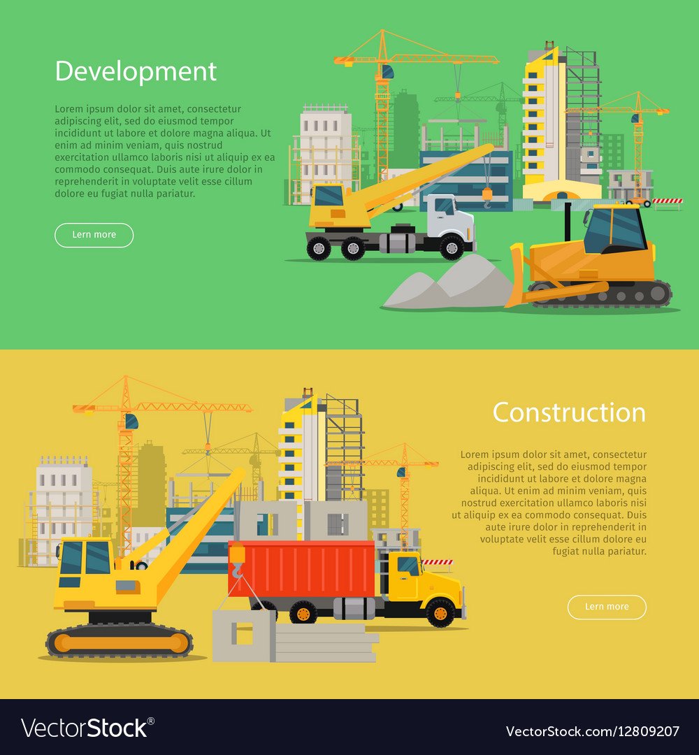 Construction Development Banner Building Process Vector Image