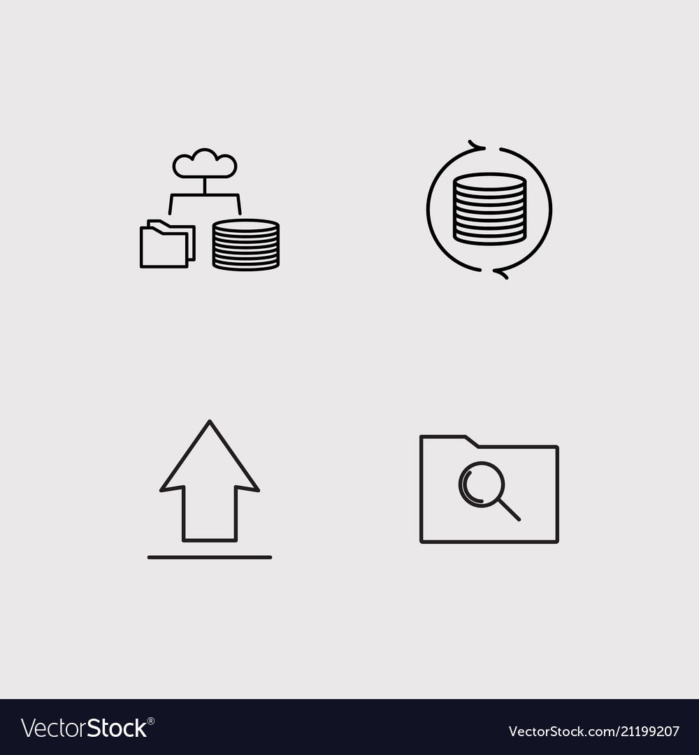Data analytics simple linear icons set outlined