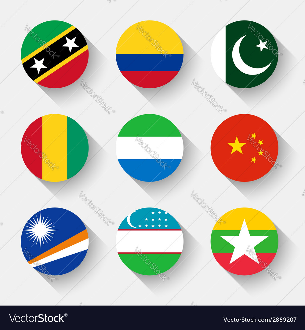 Flags of the world round buttons