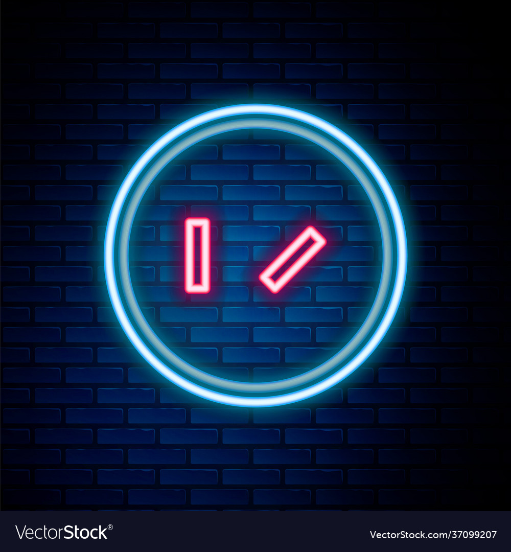 Glowing neon line round wooden shield icon