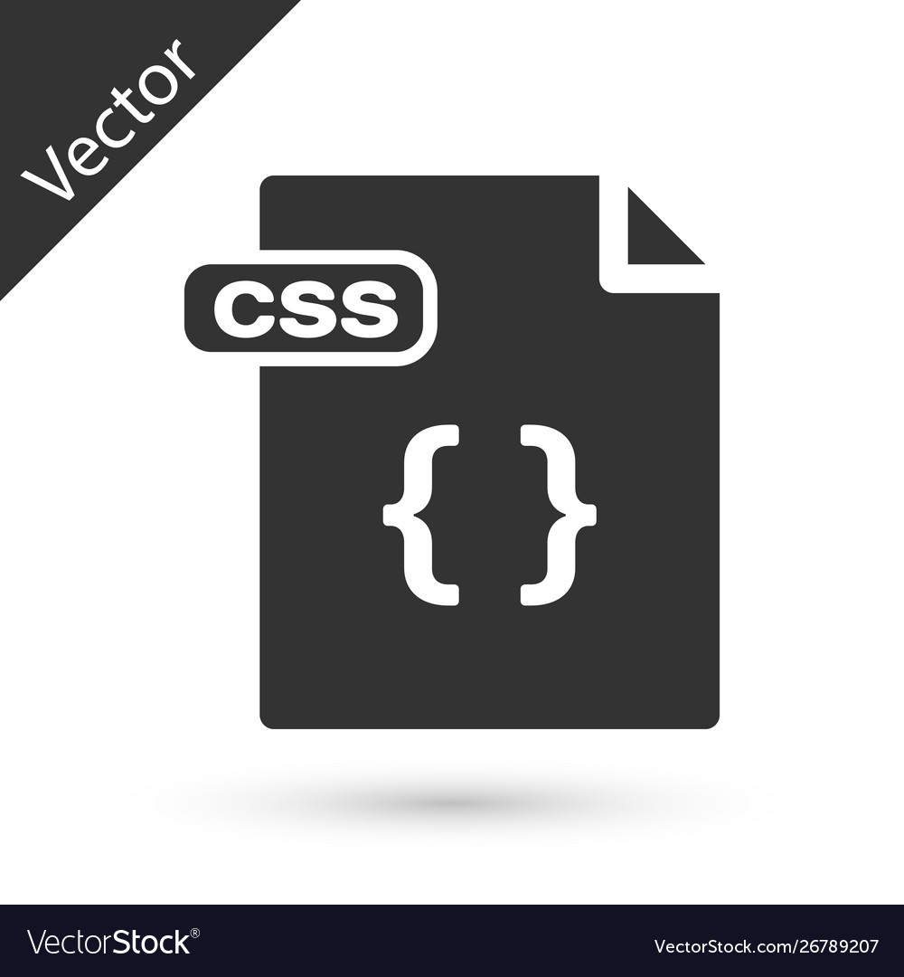 Grey css file document download button icon vector image Grey css file document download button icon