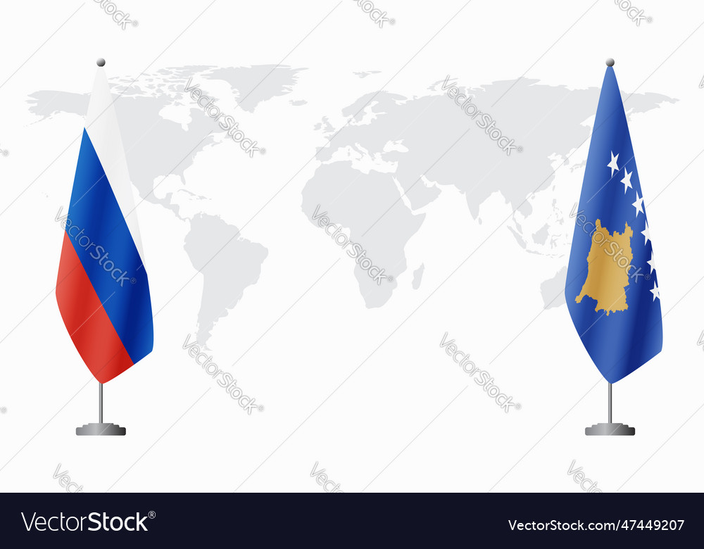 Russia and kosovo flags for official meeting Vector Image