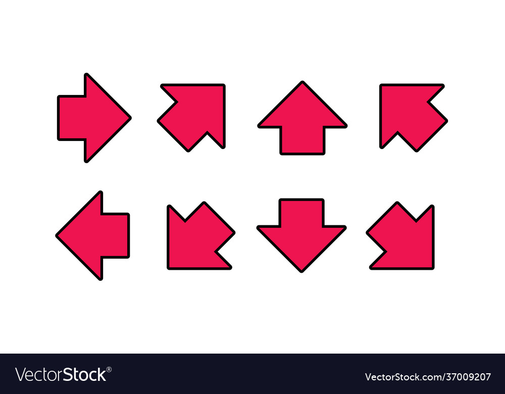 Set arrows sign red arrow symbol collection