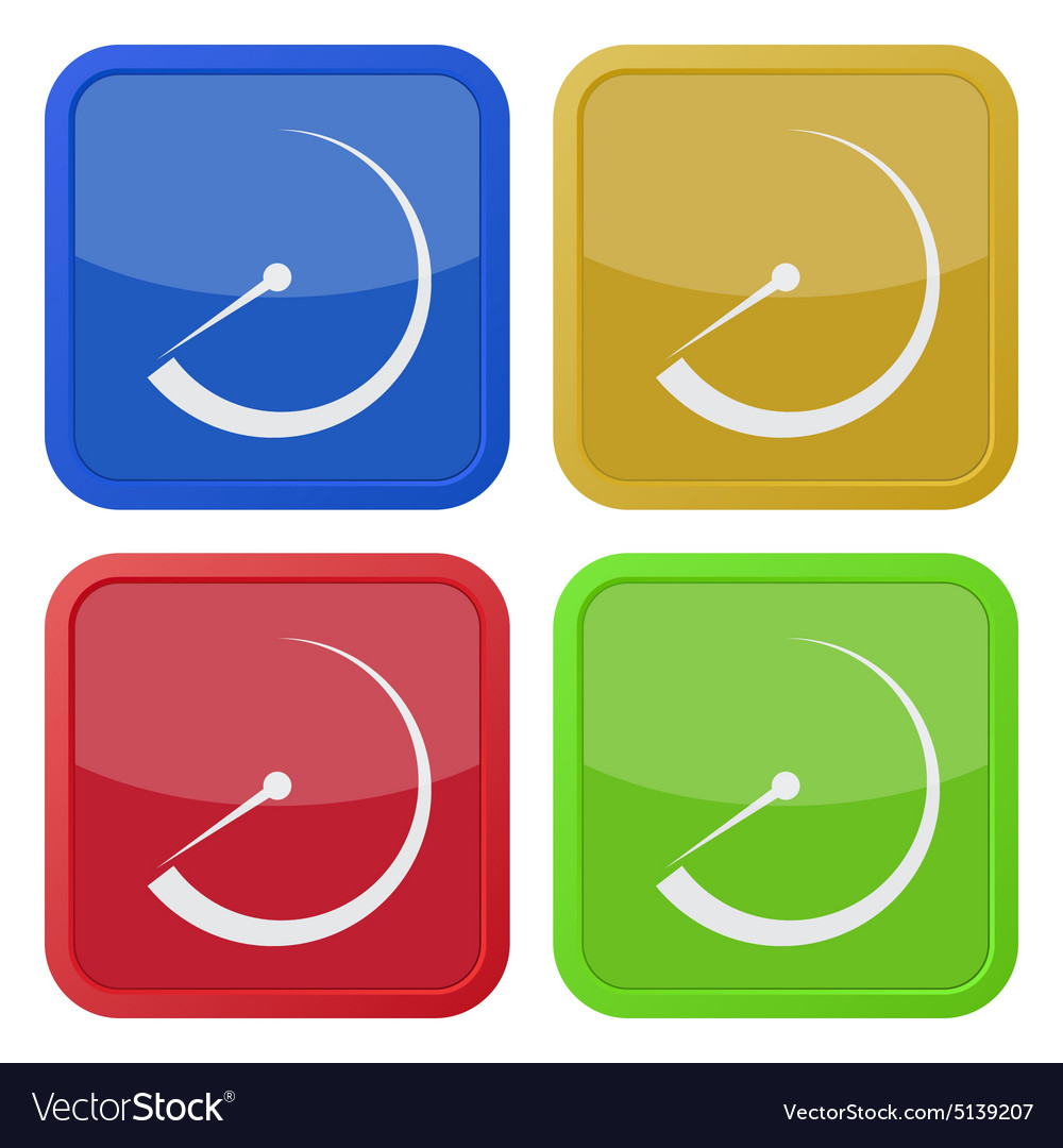 Set of four square icons with dial symbol