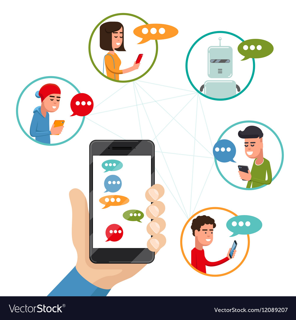 Teen friends chat on phone friendly Royalty Free Vector