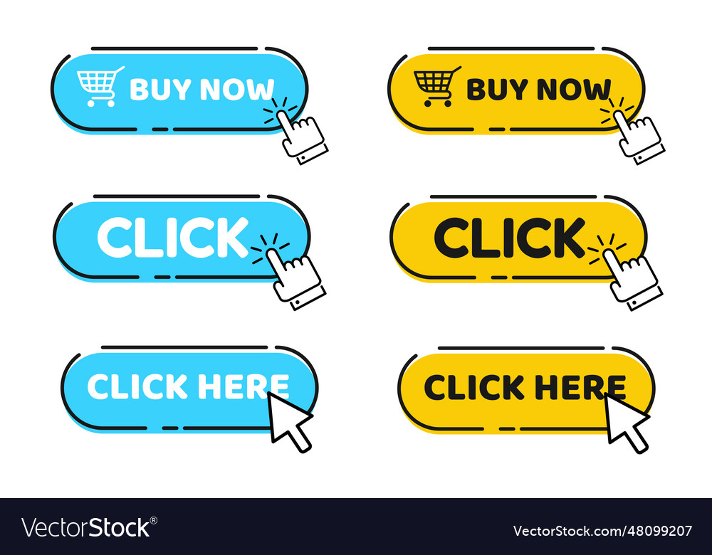 Website button hand cursor and arrow pointing