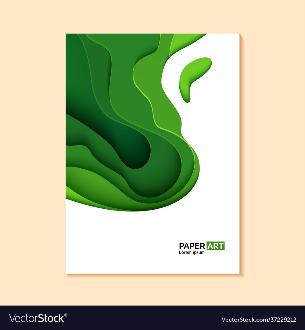 Abstract green flyer in cut paper style cutout