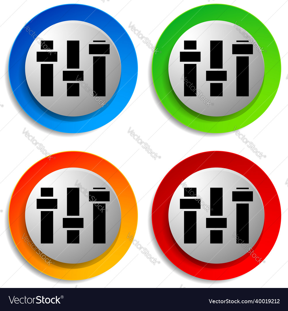 Adjuster slider tuner fader bars with levers knobs vector image Adjuster slider tuner fader bars with levers knobs