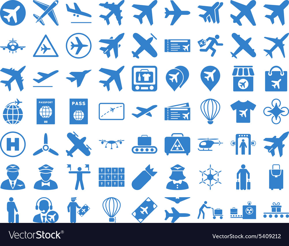 Aviation icon set Royalty Free Vector Image - VectorStock