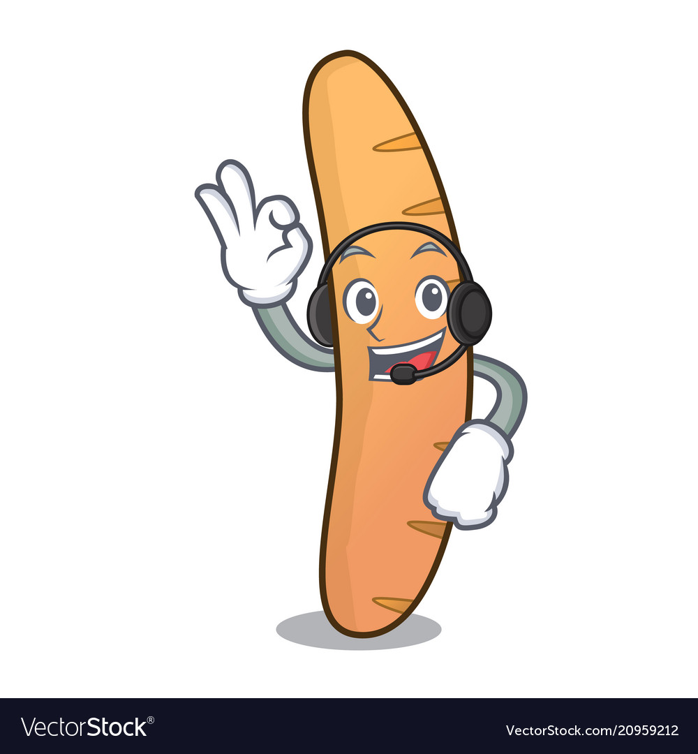 Baguette Mascot with Headphones