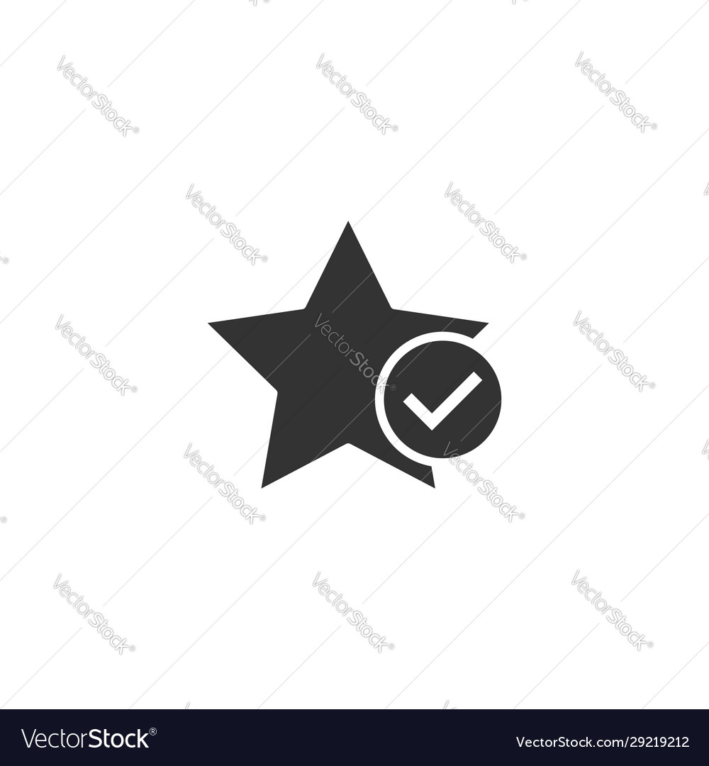 Check mark with star icon in flat style add Vector Image Check mark with star icon in flat style add