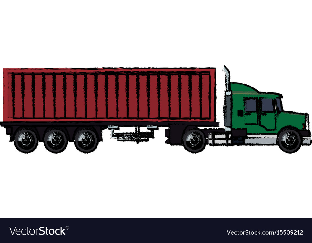 Drawing truck container shipping cargo Royalty Free Vector