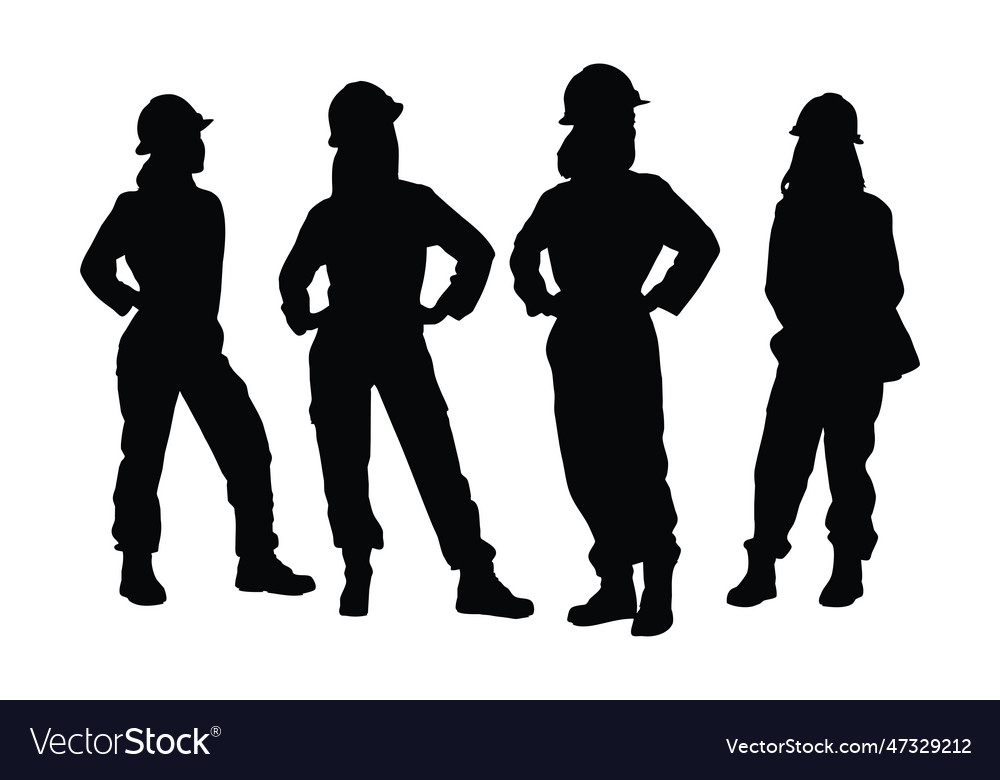 Female bricklayer silhouette set on a white Vector Image