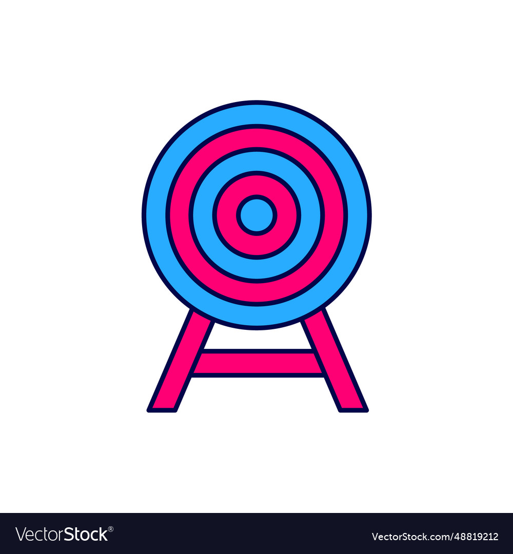 Filled outline target with arrow icon isolated