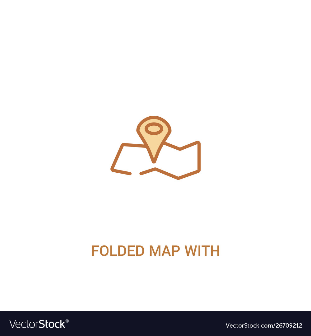 Folded map with position mark concept 2 colored vector image Folded map with position mark concept 2 colored