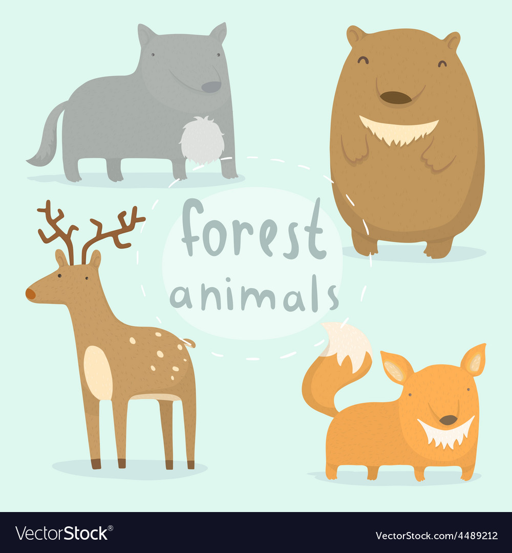 Forest animals set Royalty Free Vector Image - VectorStock