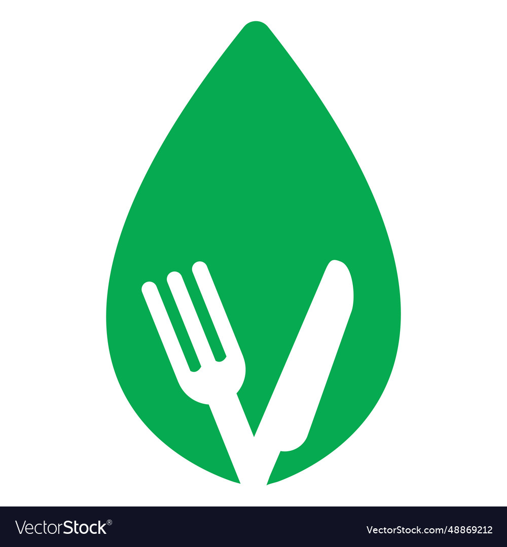 Green leaf fork knife icon