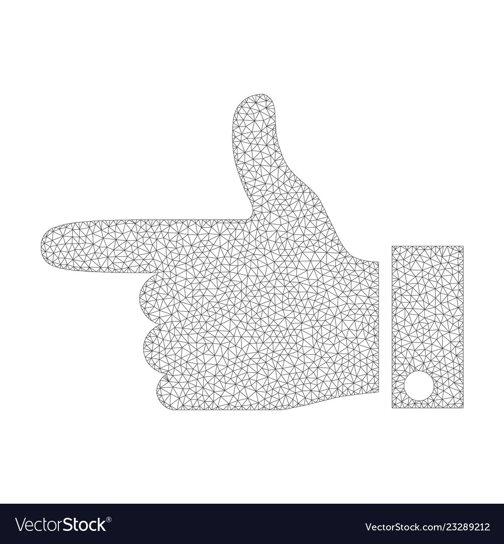 Mesh hand pointer left icon vector image Mesh hand pointer left icon