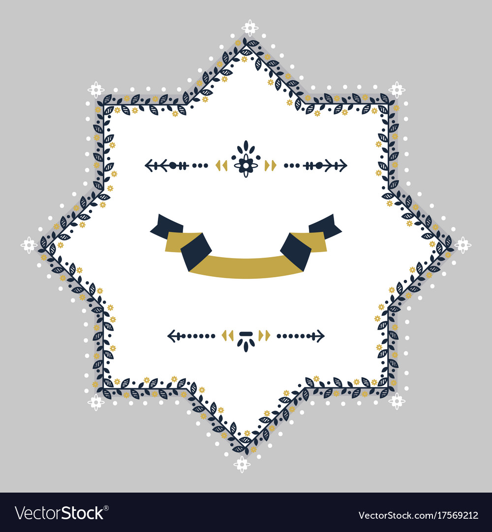 Navy blue and golden spring floral blank star