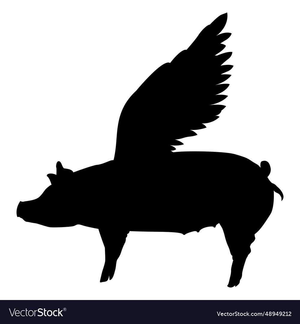 Pig with wings silhouettes