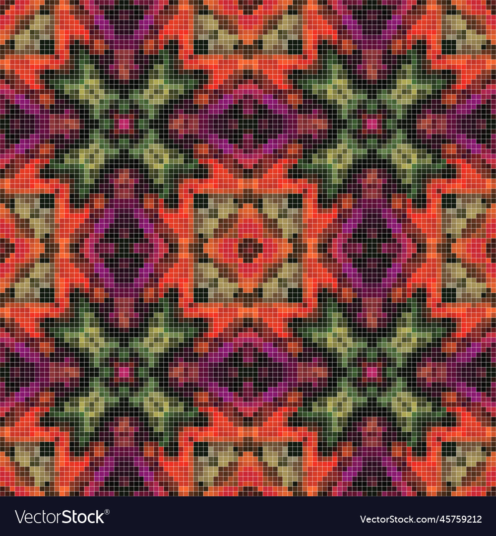 Pixel mosaic seamless pattern design repeat vector image Pixel mosaic seamless pattern design repeat