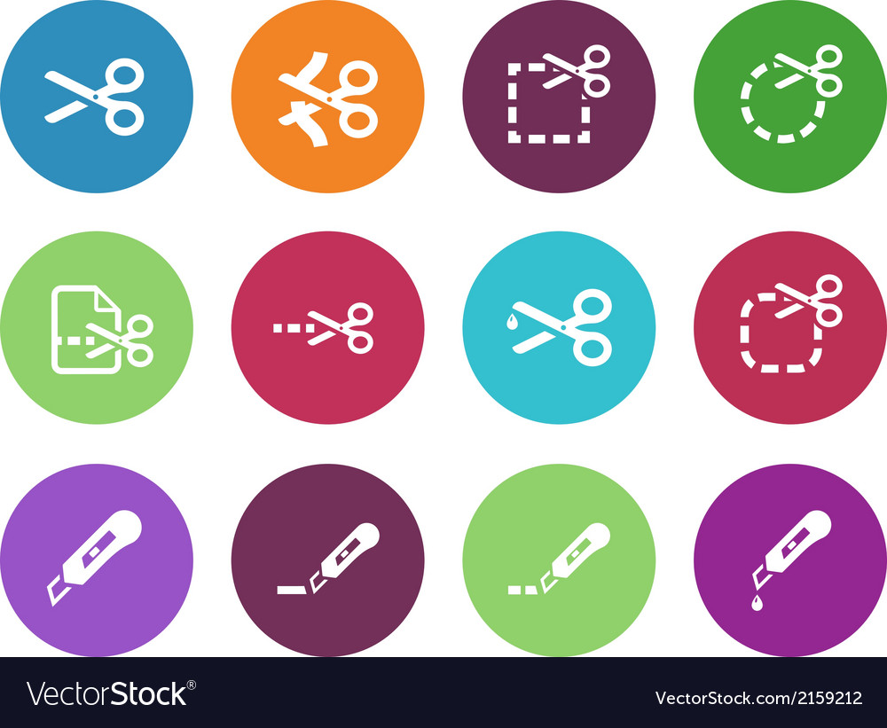 Scissors with cut lines icons