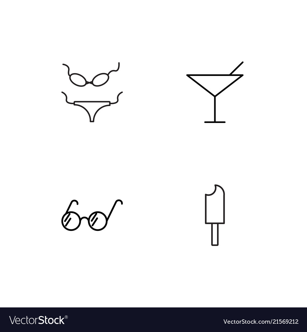 Summer linear icons set simple outline