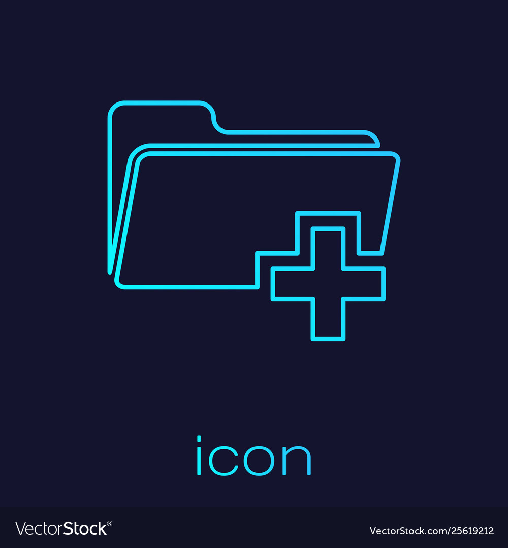 Turquoise add new folder line icon isolated